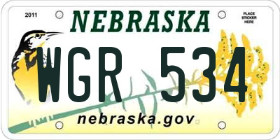 NE license plate WGR534