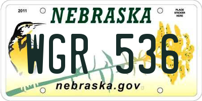 NE license plate WGR536
