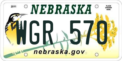 NE license plate WGR570
