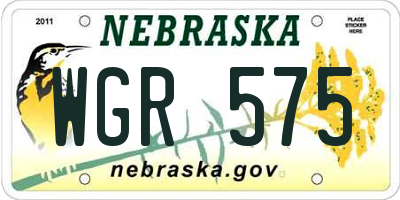 NE license plate WGR575