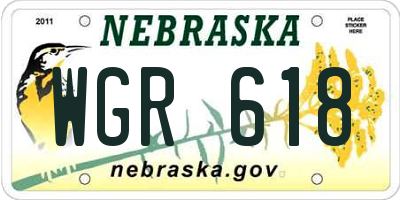 NE license plate WGR618