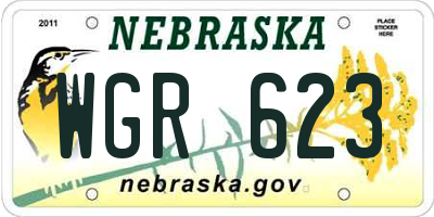 NE license plate WGR623
