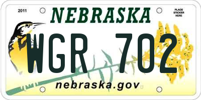NE license plate WGR702