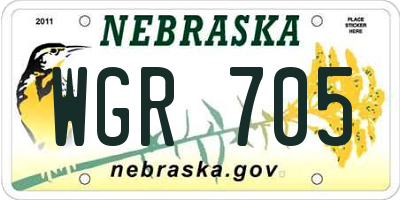 NE license plate WGR705