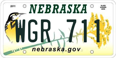 NE license plate WGR711