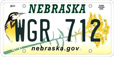 NE license plate WGR712