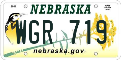 NE license plate WGR719