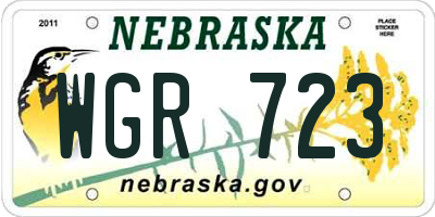 NE license plate WGR723