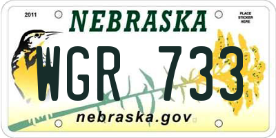 NE license plate WGR733