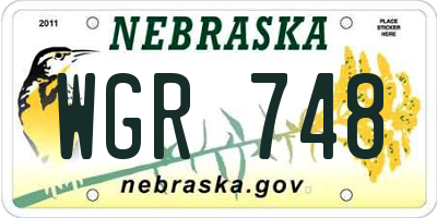 NE license plate WGR748