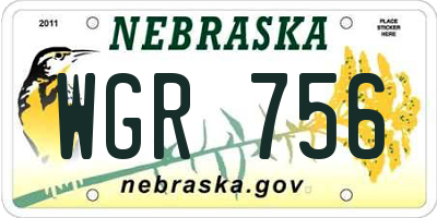 NE license plate WGR756