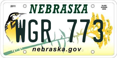 NE license plate WGR773