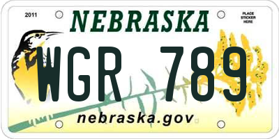 NE license plate WGR789