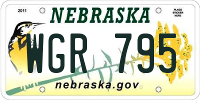 NE license plate WGR795