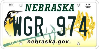 NE license plate WGR974