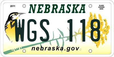 NE license plate WGS118