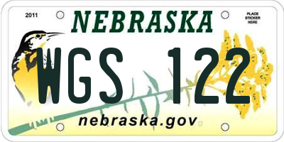 NE license plate WGS122