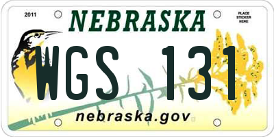 NE license plate WGS131
