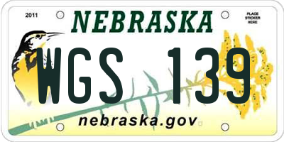 NE license plate WGS139