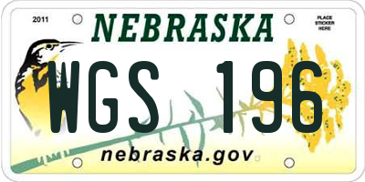 NE license plate WGS196
