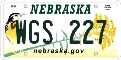 NE license plate WGS227