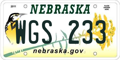 NE license plate WGS233