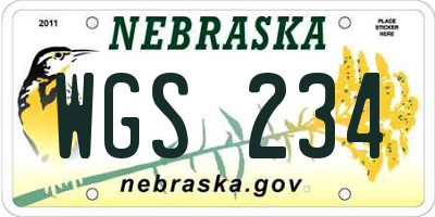 NE license plate WGS234