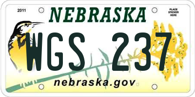 NE license plate WGS237