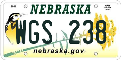 NE license plate WGS238