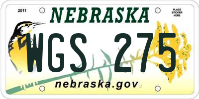 NE license plate WGS275