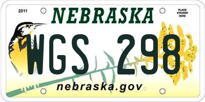 NE license plate WGS298