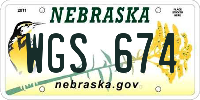 NE license plate WGS674
