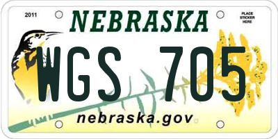 NE license plate WGS705