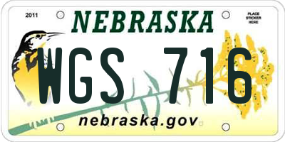 NE license plate WGS716