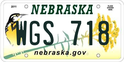 NE license plate WGS718