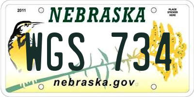 NE license plate WGS734