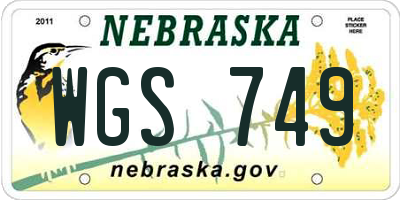 NE license plate WGS749
