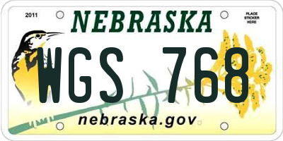 NE license plate WGS768