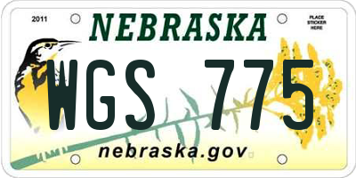NE license plate WGS775