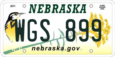 NE license plate WGS899