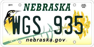 NE license plate WGS935