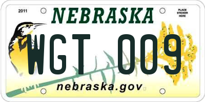 NE license plate WGT009