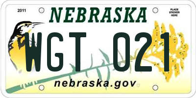 NE license plate WGT021