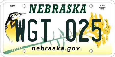 NE license plate WGT025