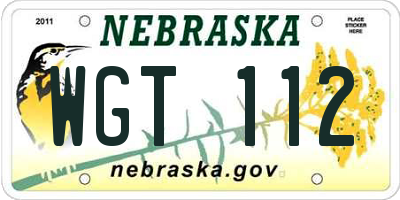 NE license plate WGT112