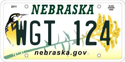 NE license plate WGT124