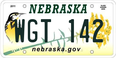 NE license plate WGT142