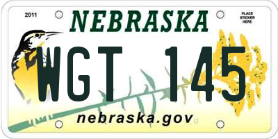 NE license plate WGT145