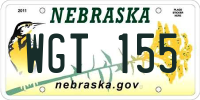 NE license plate WGT155
