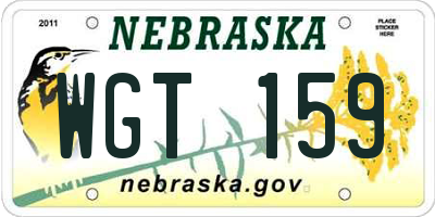 NE license plate WGT159